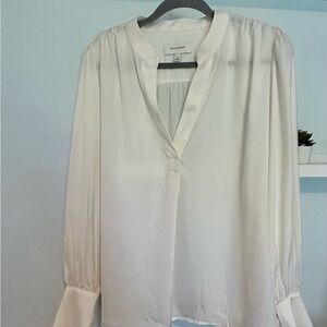 Banana Republic Cream V-Neck Volume Sleeve Blouse